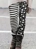Women Striped Vintage All Season Long Leggings