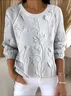 Women Cotton Floral Long Sleeve Comfy Vintage Sweater