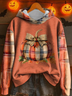 Casual Halloween Pumpkin Maple Leaf Printing Hoodie 