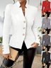 Women Plain Spring/Fall Outerwear Vintage Split Joint Long Sleeve Regular Blazer