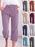 Women Plain Capris Pants Casual Summer Trousers