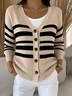 Women Striped Long Sleeve Comfy Vintage Cardigan