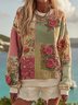 Casual Crew Neck Floral Sweatshirt