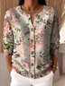 Women Knitted Floral Long Sleeve Comfy Vintage Cardigan
