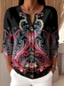 Women Knitted Paisley Long Sleeve Comfy Vintage Cardigan