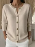 Women Knitted Plain Long Sleeve Comfy Vintage Cardigan