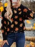 Women Maple Leaf Long Sleeve Comfy Casual Printing Sweater