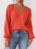 Women Cotton Plain Long Sleeve Comfy Casual Sweater