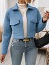 Women Spring/Fall Outerwear Casual Plain Long Sleeve Shawl Collar Jacket