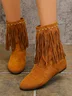 Vintage Plain Slip On Low Heel Cowboy Boots