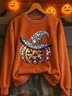 Vintage Crew Neck Halloween 3D Pumpkin Print Sweatshirt
