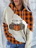 Casual Hoodie Plaid Pumpkin Printing Comfy Loose Hoodie 