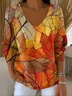 Women Cotton Painting Long Sleeve Comfy Casual Sweater
