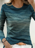 Casual Abstract Crew Neck Long Sleeve T-shirt