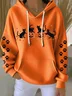 Casual Halloween Cat Pumpkin Art Print Hoodie Comfy Hoodie