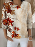 Women Maple Leaf Long Sleeve Comfy Vintage Sweater