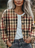 Women Houndstooth Long Sleeve Comfy Vintage Printing Cardigan
