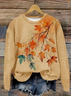 Casual Crew Neck Maple Leaf Sweatshirt Printing