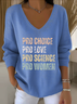 Women Cotton Text Letters Long Sleeve Comfy Casual Sweater