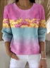 Women Cotton Ombre Long Sleeve Comfy Vintage Sweater