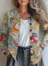 Women Floral Long Sleeve Comfy Vintage Printing Cardigan