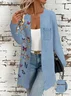 Women Spring/Fall Outerwear Vintage Floral Long Sleeve Crew Neck Jacket