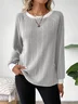 Casual Plain Crew Neck Long Sleeve T-shirt
