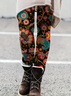 Women Floral Casual All Season Printing Long Leggings