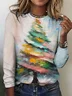 Vintage Christmas Tree Crew Neck Long Sleeve T-shirt
