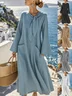 Women Plain Spring/Fall Split Joint Dress Crew Neck Long Sleeve Tank A-Line Dress