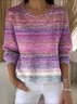 Women Cotton Ombre Long Sleeve Comfy Vintage Sweater