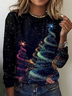 Vintage Christmas Tree Crew Neck Long Sleeve T-shirt