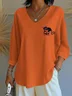 Vintage Halloween (pumpkin) V Neck Three Quarter Sleeve T-shirt