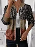 Women Spring/Fall Outerwear Casual Printing Floral Long Sleeve Hoodie Jacket