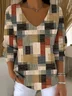Women Cotton Geometric Long Sleeve Comfy Casual Sweater
