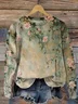 Casual Crew Neck Floral Sweatshirt Printing