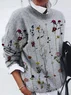 Women Floral Long Sleeve Comfy Casual Printing Sweater