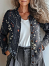 Women Floral Long Sleeve Comfy Vintage Printing Cardigan