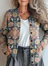 Women Floral Long Sleeve Comfy Vintage Printing Cardigan