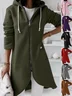 Women Spring/Fall Outerwear Vintage Split Joint Plain Long Sleeve Hoodie Jacket