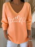 Vintage V Neck Letter Pattern Hoodie