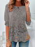 Casual Floral Crew Neck Long Sleeve T-shirt