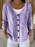 Women Knitted Gradient Pattern Long Sleeve Comfy Vintage Cardigan