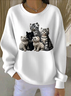 Casual Crew Neck Animal Sweatshirt