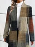Women Spring/Fall Outerwear Vintage Printing Geometric Long Sleeve Stand Collar Jacket