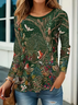 Casual Floral Crew Neck Long Sleeve T-shirt
