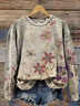 Casual Crew Neck Floral Sweatshirt Printing