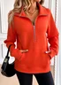 Casual V Neck Plain Sweatshirt