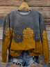 Casual Crew Neck Floral Sweatshirt Printing