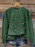 Casual Crew Neck Christmas Sweatshirt Printing
